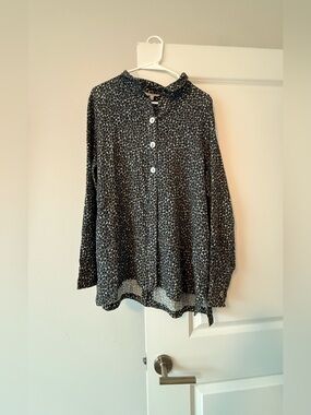 John Mark Blue and Tan Leopard Print Shirt
